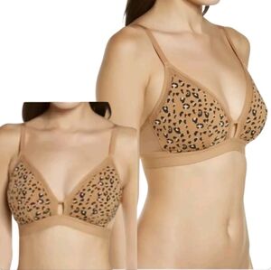 All You Lively Mesh Trim Bralette Leopard Print Size 1